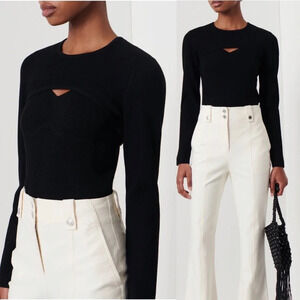 $350 Derek Lam 10 Crosby Nessa Bolero Cami Set Black Size Small Ribbed Knit Top